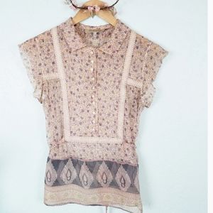 See by Chloe flutter sleeve tulips floral blouse